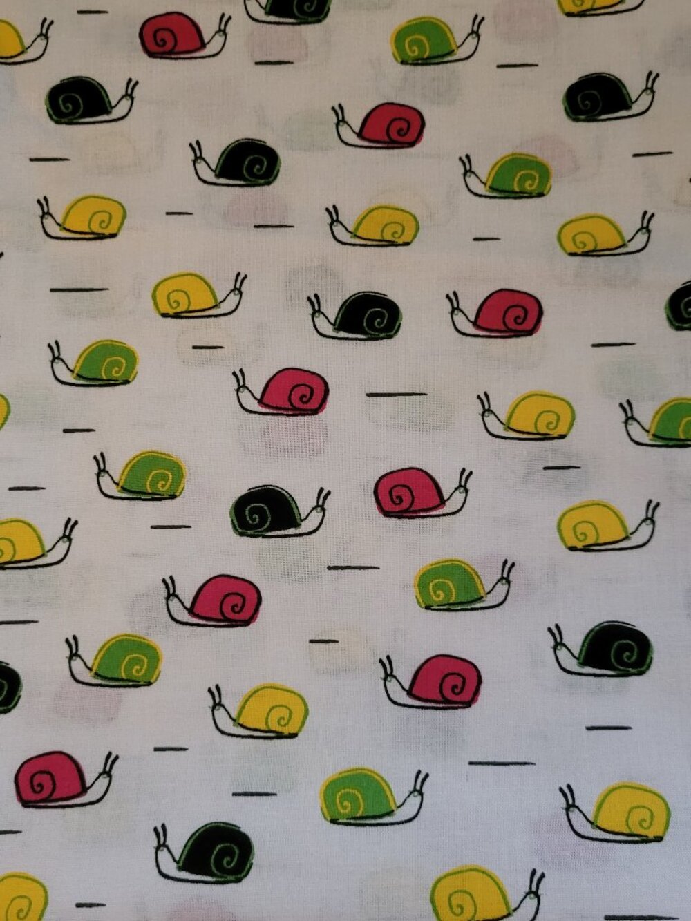 Colorful Snails on White Background - So Cute!  Per Yard!